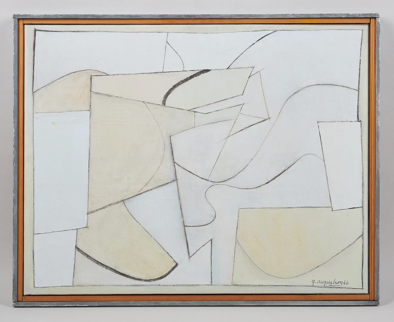 GÖRAN AUGUSTSON. "Vitt skeende", signerad samt daterad -66, olja på duk. — Paintings — Stockholms Auktionsverk Helsinki