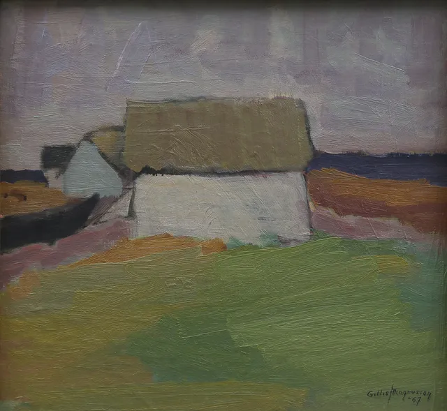 GILLIS MAGNUSSON. OLJA på pannå, signerad, 1967.