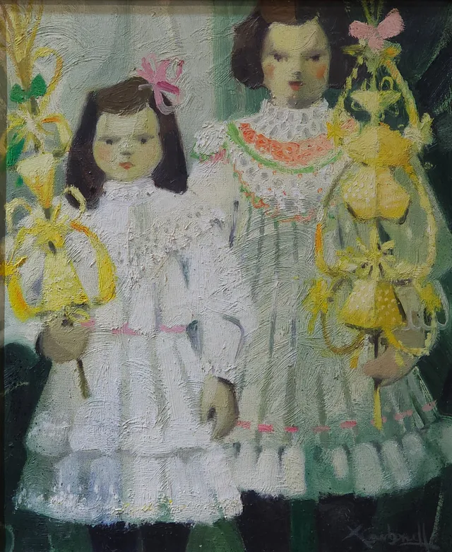 XAVIER CARBONELL SERRA (1942). "Palmes". Óleo sobre lienzo.