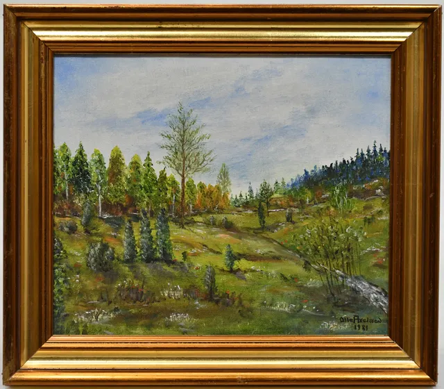 OLLE AXELSSON. Öppet landskap. Olja på duk.
