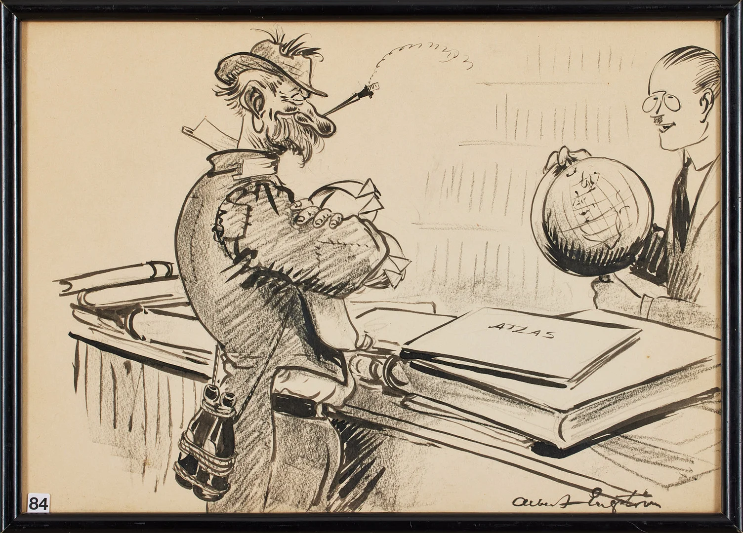 ALBERT ENGSTRÖM. "Kolingen och jordgloben". — Drawings — Stockholms Auktionsverk Fine Art