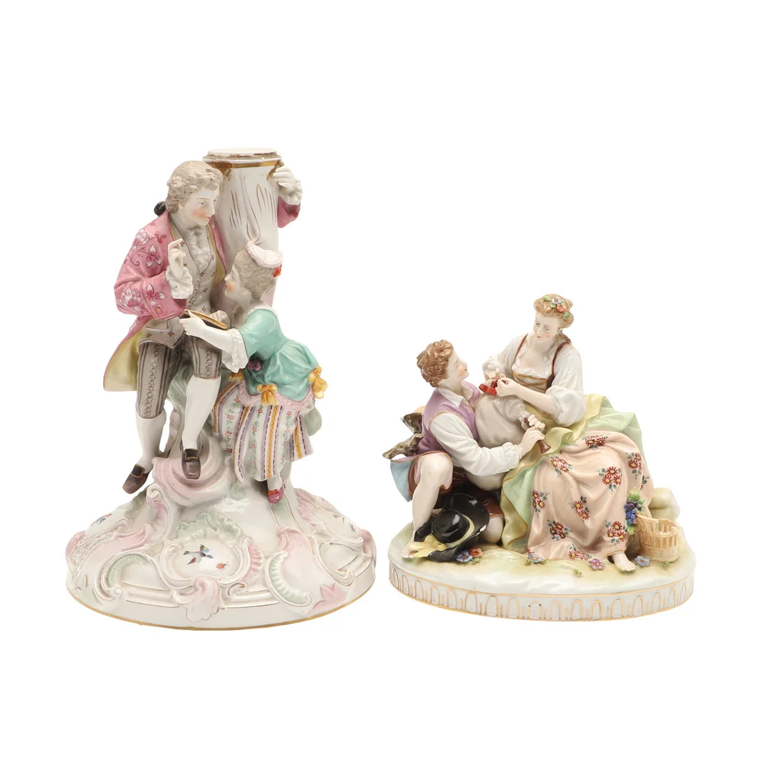 CONTINENTAL PORCELAIN CANDLEABRA & FIGURE GROUP. — European — Lawrences Auctioneers