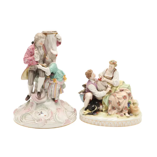 CONTINENTAL PORCELAIN CANDLEABRA & FIGURE GROUP.