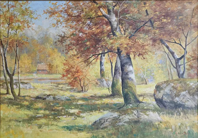 ANSHELM DAHL. Höstlandskap. Olja på duk, signerad Anshelm Dahl.