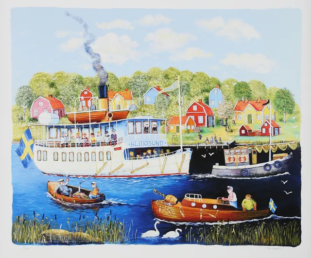 MATS HÅDELL (1958 - ). "Blidösund", gicléetryck nr 17/250, signerad.