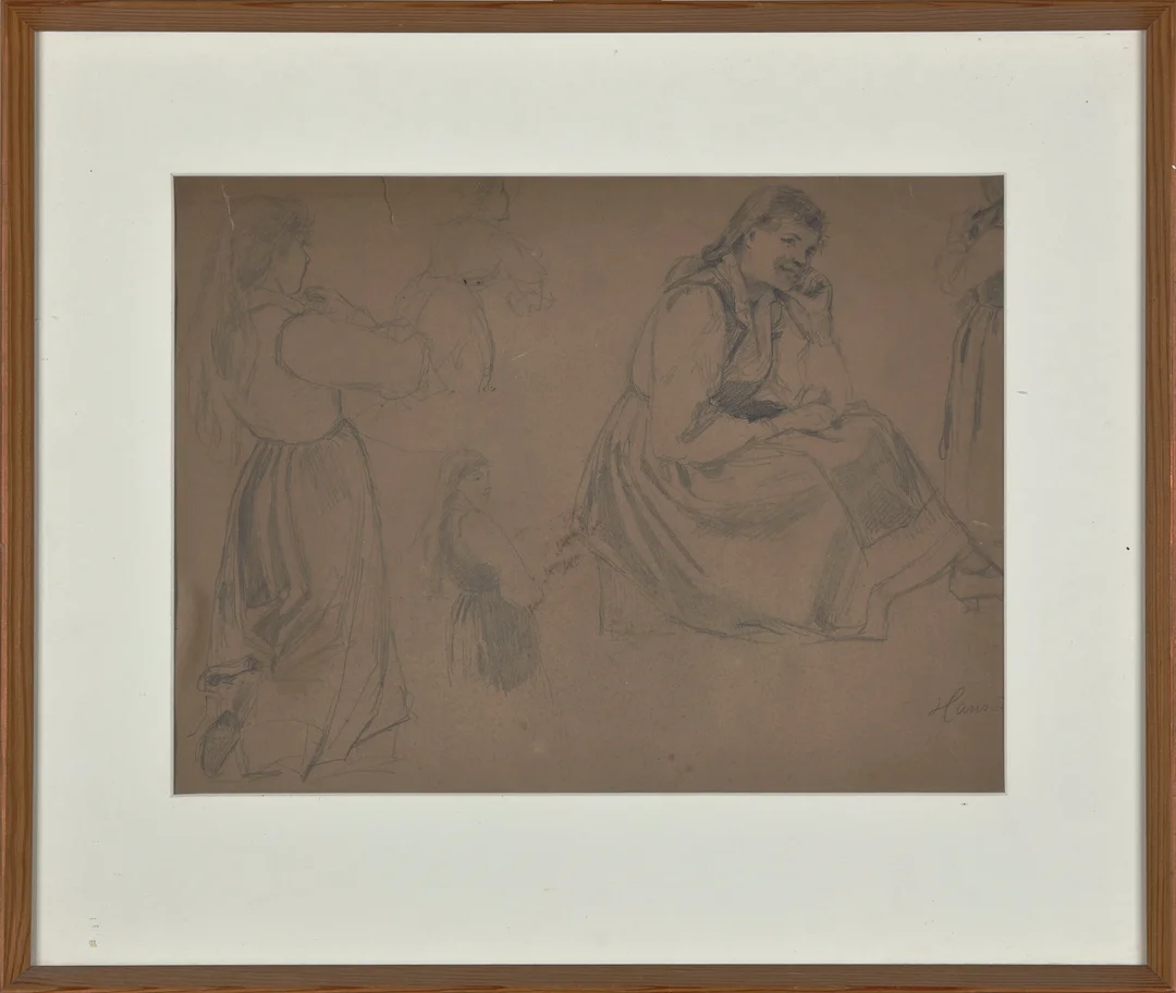 Dahl, Hans — Kvinnestudier i folkedrakt — Kunst/Øvrig billedkunst — Blomqvist