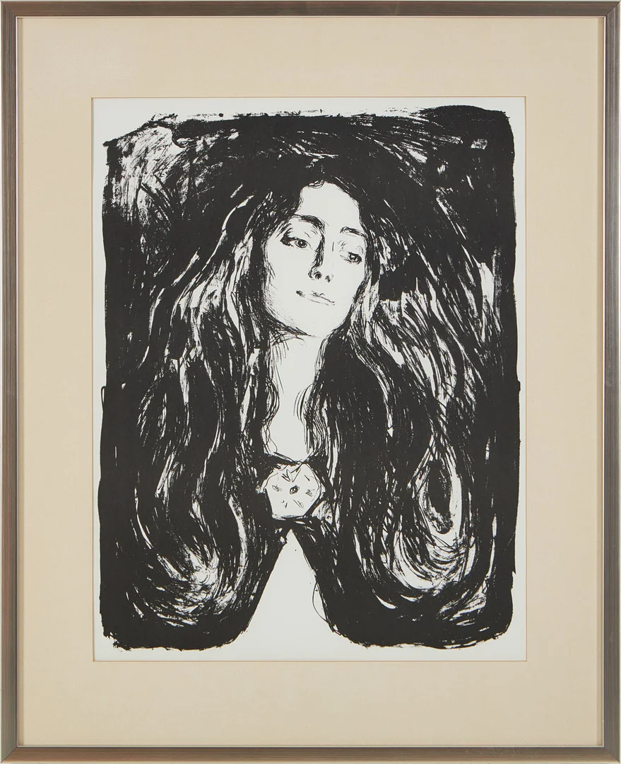 MUNCH EDVARD. Efter, "Madonnan med broschen", litografi. — Engravings & Prints — Stockholms Auktionsverk Magasin 5