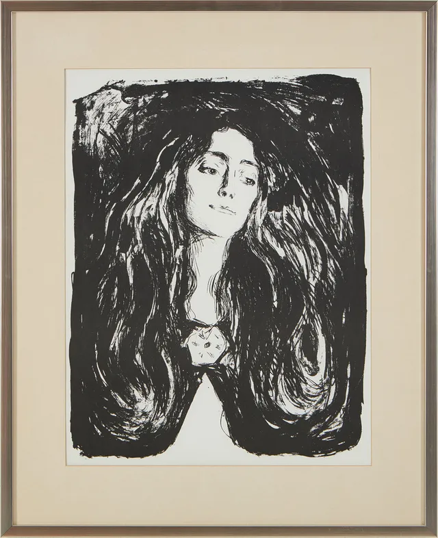 MUNCH EDVARD. Efter, "Madonnan med broschen", litografi.