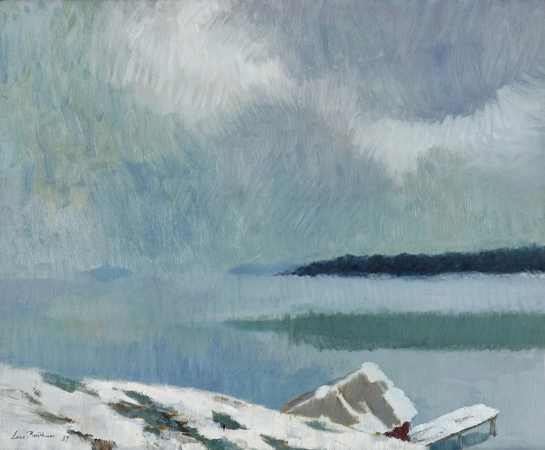 LARS BOETHIUS (1903-1968): "Snötjocka", signerad och daterad Boethius -39, olja på pannå. — Paintings — Crafoord Auktioner Stockholm