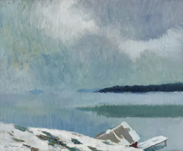 LARS BOETHIUS (1903-1968): "Snötjocka", signerad och daterad Boethius -39, olja på pannå.