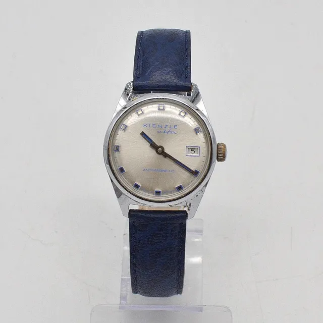 KIENZLE, ALFA, ARMBANDUHR MIT HANDAUFZUG, EDELSTAHLGEHÄUSE, DAY-DATE, UM 1960ER.