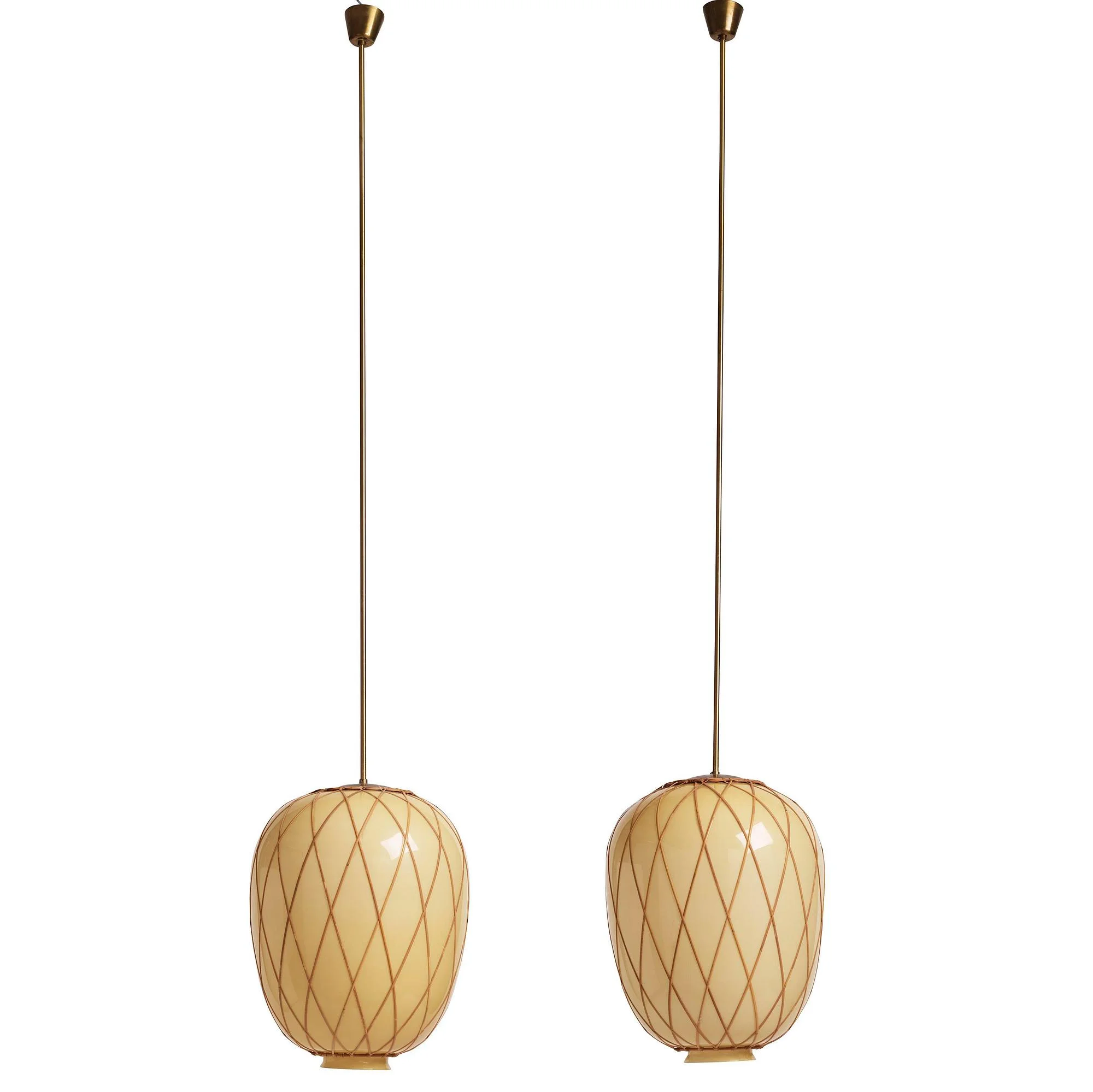 Harald Notini, taklampor, ett par, modell "11555", Arvid Böhlmarks Lampfabrik, Stockholm, 1940-tal. — Bukowskis