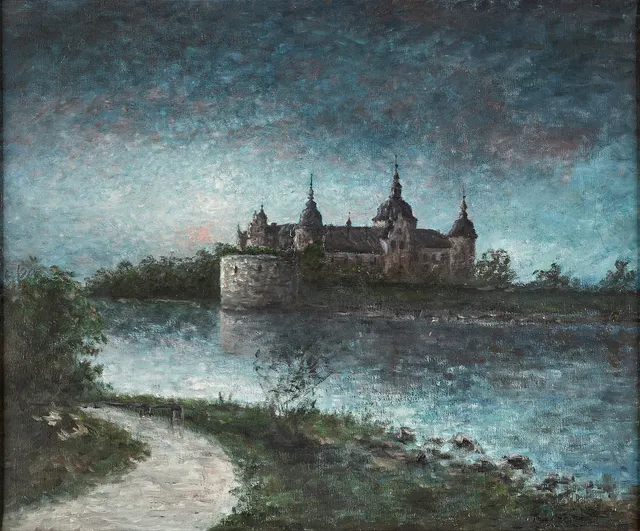 OIDENTIFIERAD KONSTNÄR. Kalmar Slott, olja på duk, otydligt signerad.