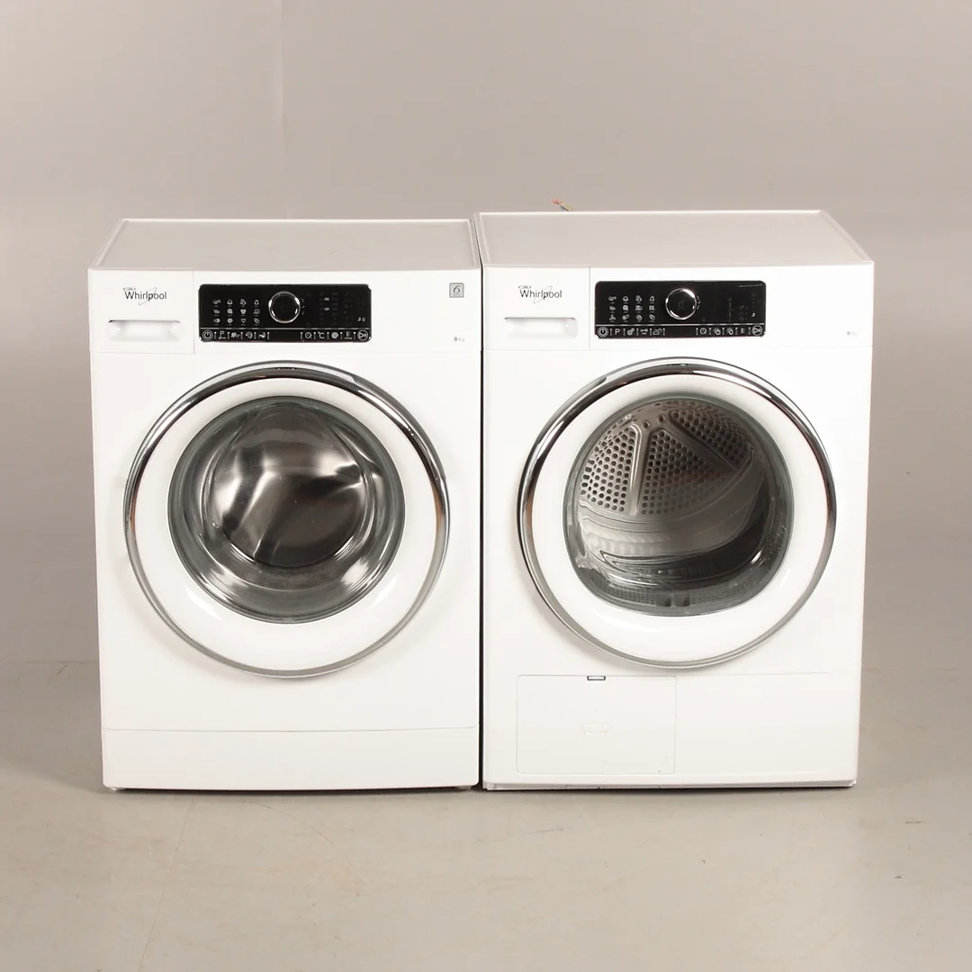 TVÄTTMASKIN samt TORKTUMLARE, Whirlpool, 6 sense. — Miscellaneous — Södermanlands Auktionsverk