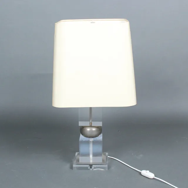 Französische Tischlampe aus den 1970er, Acryl, Metall.