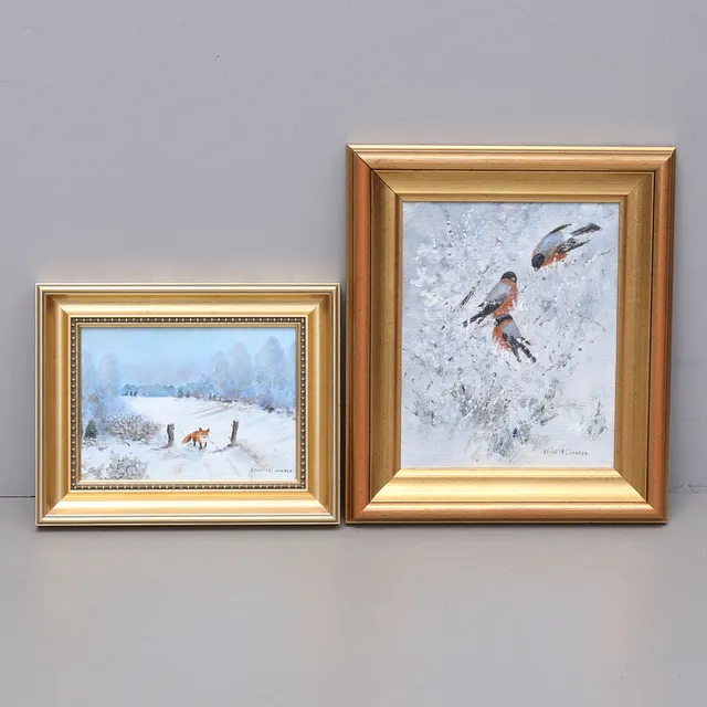 KENNETH LINDGREN. Oljemålningar 2 st, naturmotiv, signerade.