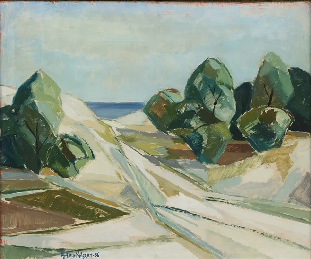 ARTHUR NILSSON (FÖDD 1923). Kustlandskap, olja på pannå, signerad, daterad.