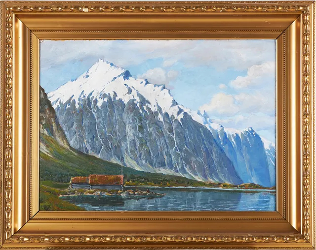 NILS TIRÉN. Landskap, Eikisdalsvand, Norge, olja på pannå, signerad och daterad 1912.