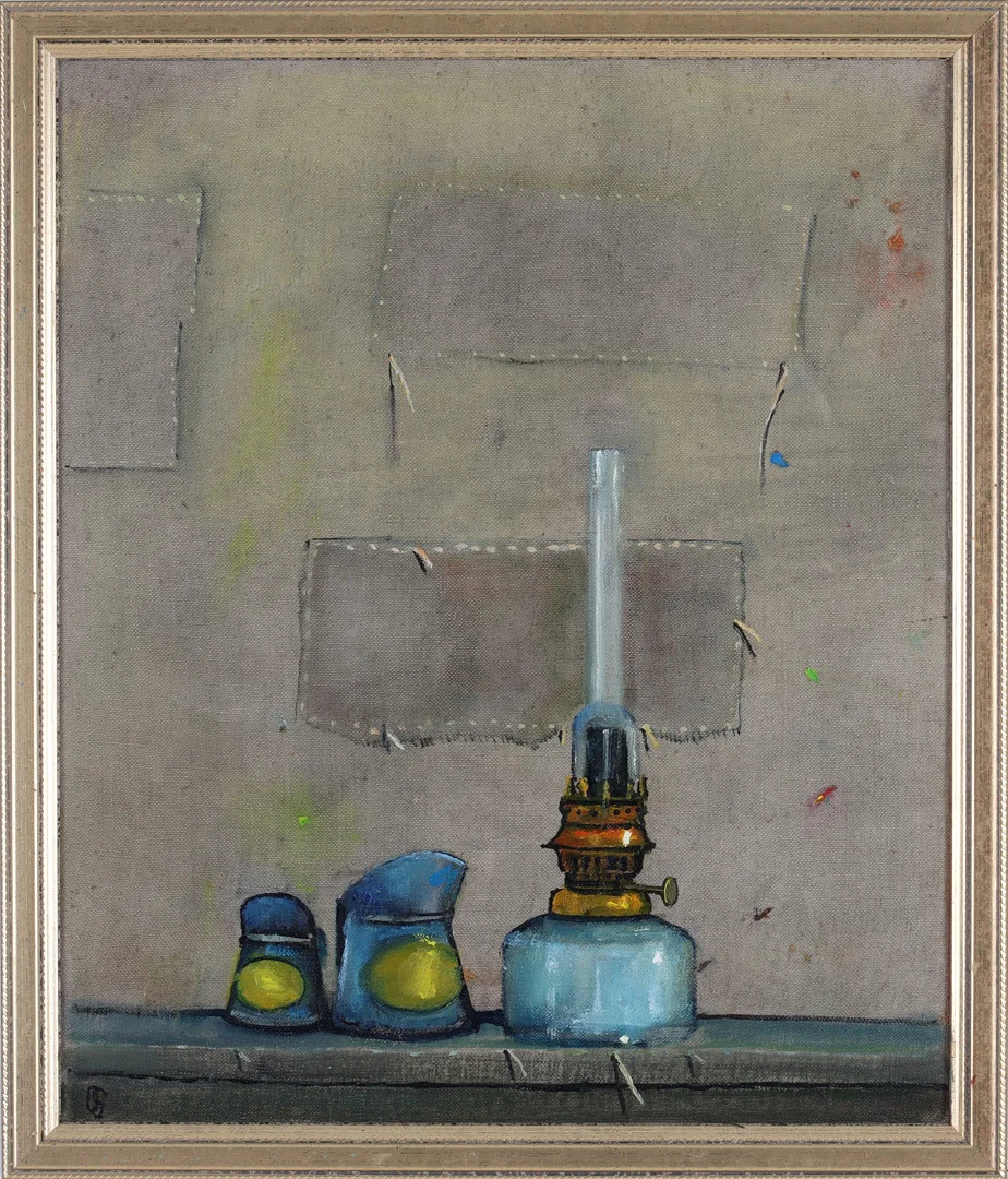OLLE GUSTAFSSON. "Stilleben", olja på pannå, monogramsignerad. — Paintings — Stadsauktion Sundsvall