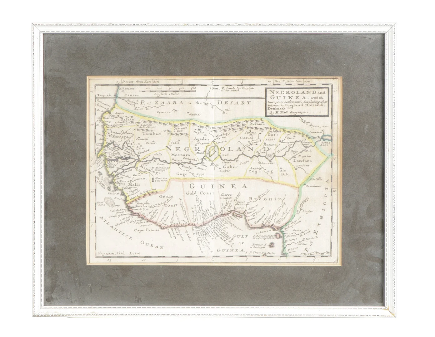 HERMAN MOLL (1654-1732) 18TH CENTURY HAND COLOURED MAP OF NEGROLAND AND GUINEA. — Maps — Bishop & Miller