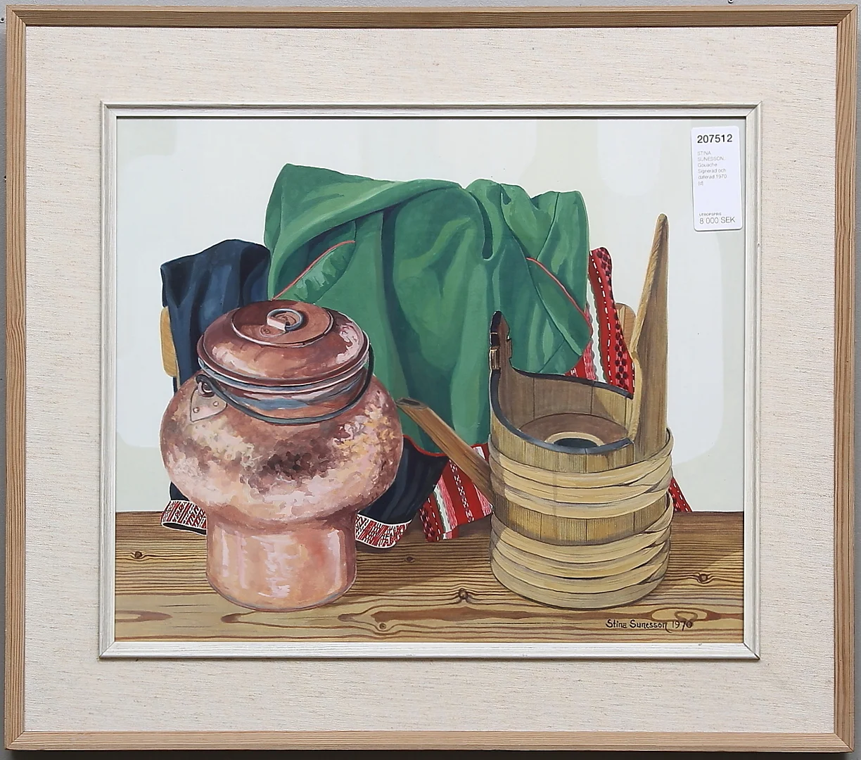 STINA SUNESSON. Stileben. Gouache. Signerad och daterad 1970. — Paintings — Gomér & Andersson Linköping