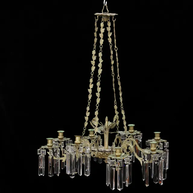 LJUSKRONA med prismor, 1800/1900-tal.