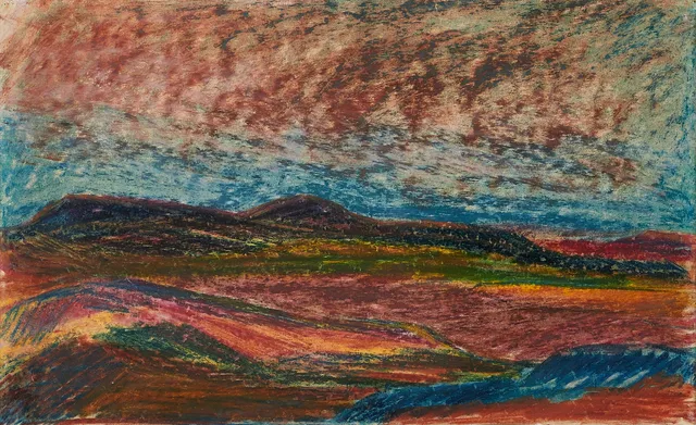BIRGER BIA PETERSON (1916-1997). "Afton", signerad Bia Peterson, fetkrita på papper.