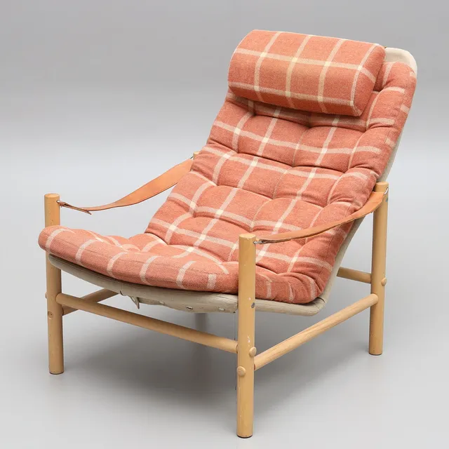 BROR BOIJE. Fåtölj, bok, canvas, "Junker", Dux, 1960-tal.