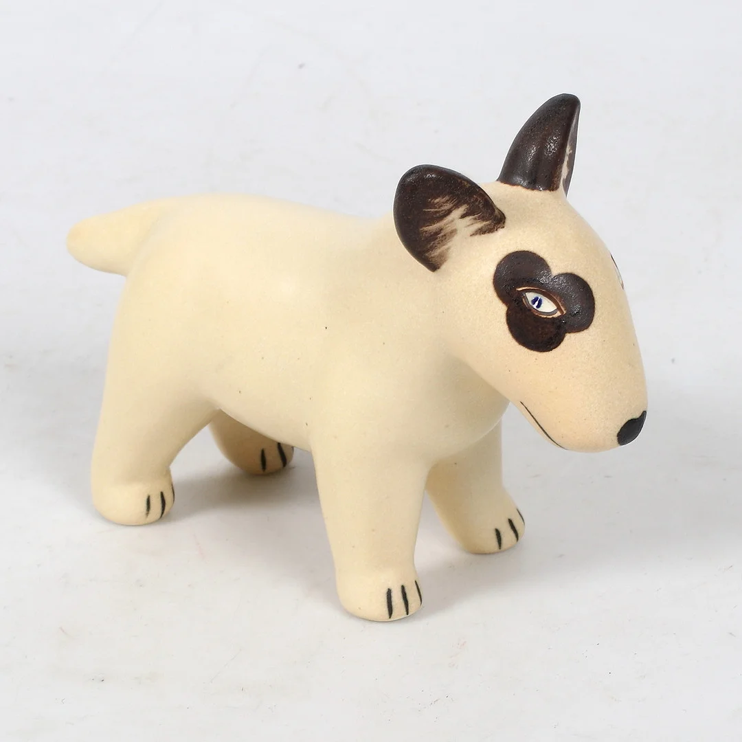 LISA LARSON. Figurin, "Bullterrier", ur serien Kennel, stengods, K-Studion. — European — Stadsauktion Sundsvall