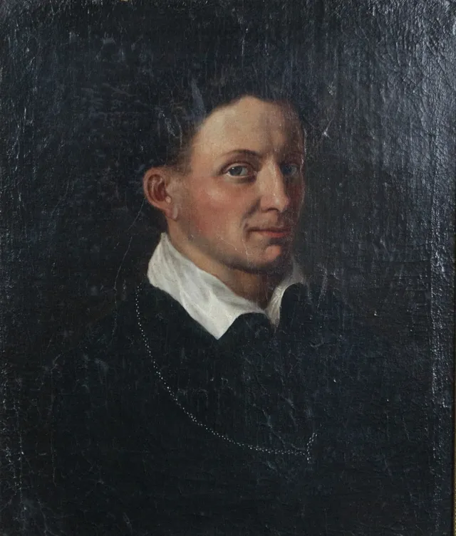 JOHANN PHILIPP HEINEL (1800-1843). Öl auf Leinwand, '' Portrait eines jungen Mannes '' (1821).