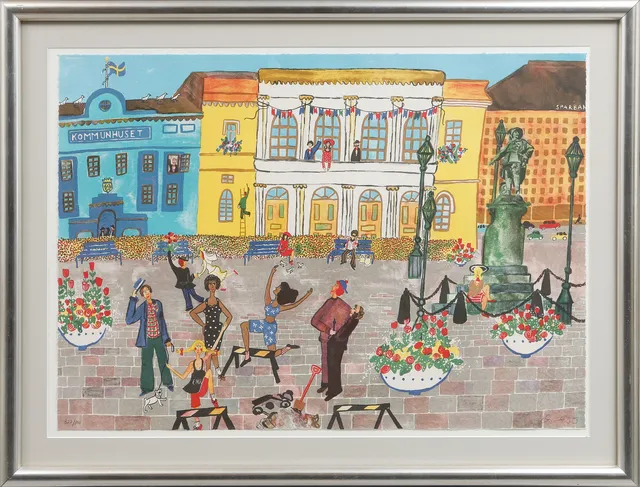 MARIKA LANG. Gustaf Adolfs torg, Göteborg. Färglitografi, signerad och numrerad 327/360.