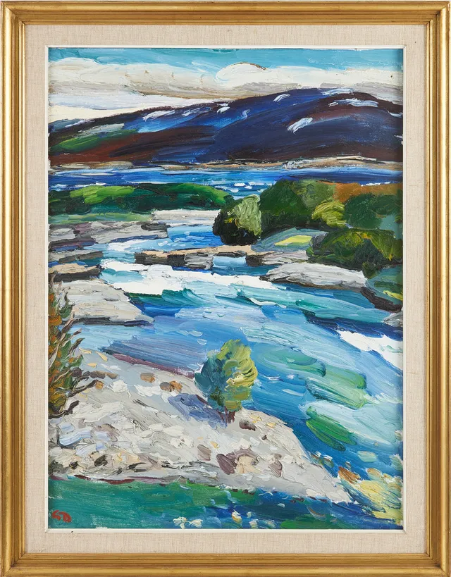GÖRAN BRUNIUS. "Vid träsket, Lappland", olja på duk, monogramsignerad.
