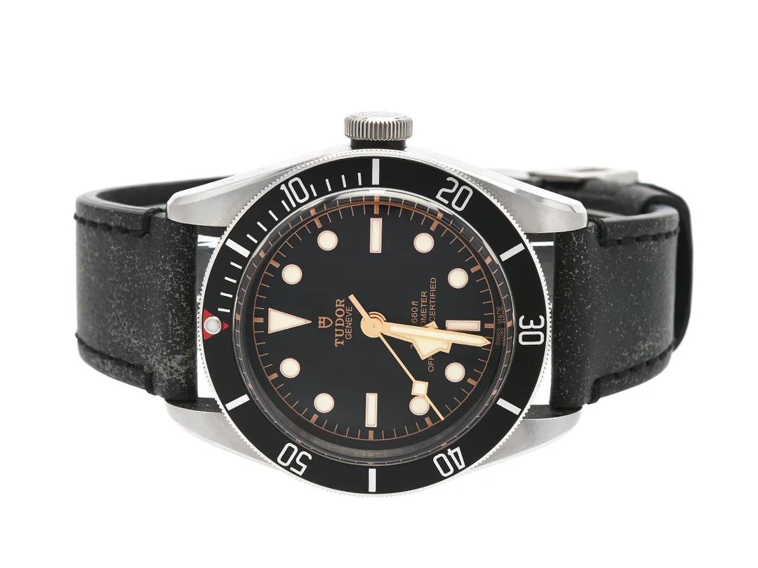 TUDOR, Geneve, Heritage, Black Bay (200m:660ft), Chronometer, Cal MT5602, Verk nr. T7S0874214, Serie nr. I601576, Ref nr. 79230N, Boett nr. 8480, herrur, 41 mm, stål, automatisk, safirglas, läderband, viklås, NATO-band, cert, november 2017, box, ytterkartong. — Klockor/Tudor — Kaplans