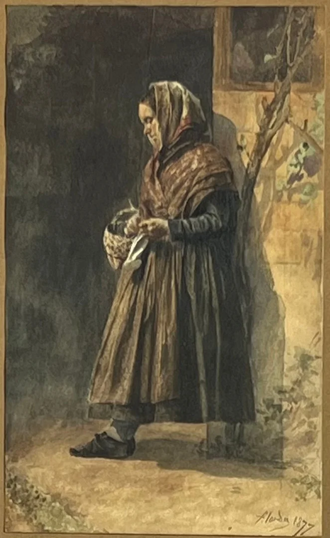 RAMON ALORDA Y PÉREX (1848-1899). Mujer con pañuelo 1877, acuarela sobre papel. — Drawings — Arce Auctions
