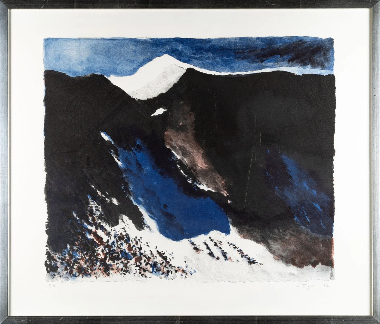 SIXTEN FAGER. färglitografi, fjällmotiv, signerad och daterad 1982, numrerad E.A. — Engravings & Prints — Norrlands Auktionsverk