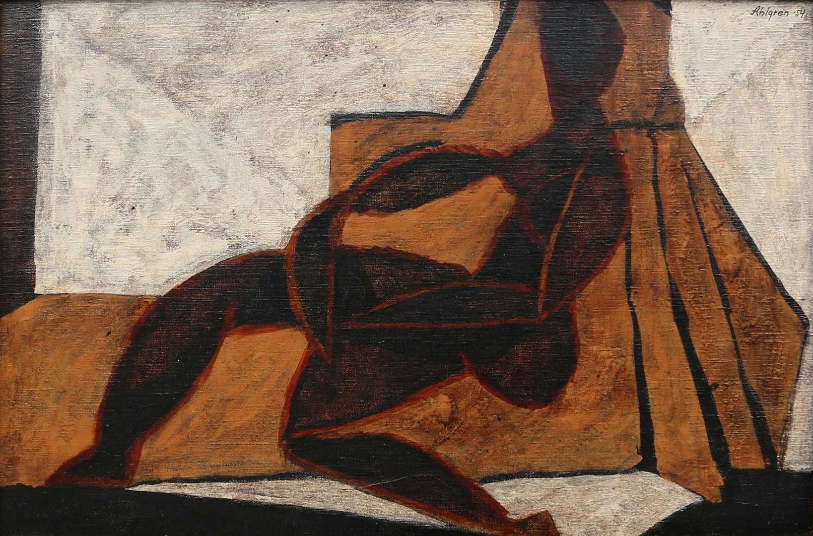 SVEN AHLGREN (SVERIGE, 1922-1997). Modell, olja på pannå, signerad Ahlgren och daterad -54. — Paintings — Garpenhus Auktioner