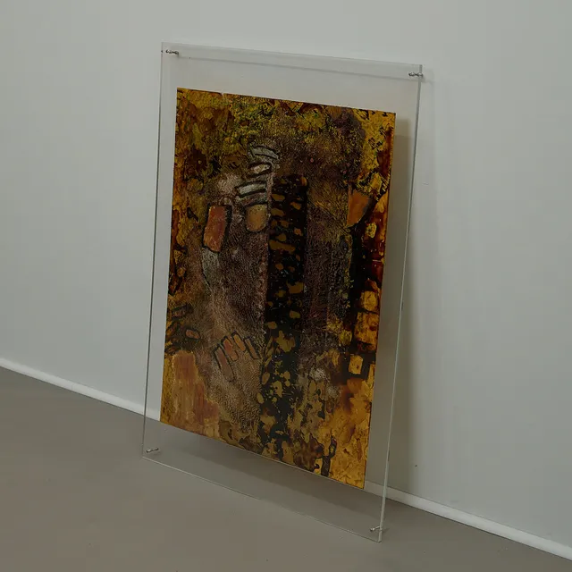 Unbekannter Künstler, Gemälde, Collage aus Hartfaser, 1970er / 1980er Jahre.