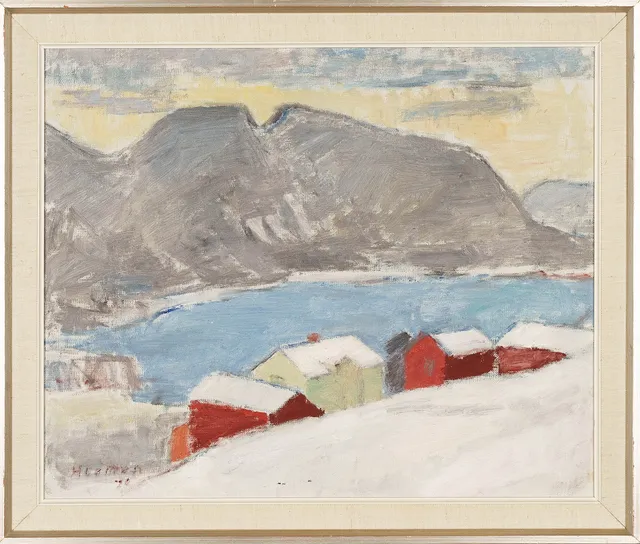 JOHN HEDMAN. Olja på duk, Hus/Fjällmotiv, Signerad.