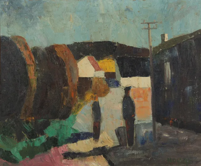 KNUD HORUP (1926-1973). Stadsbild, olja på duk.