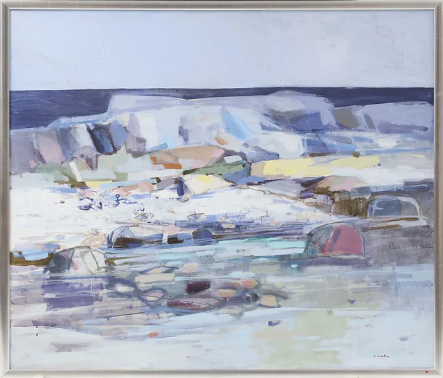 LARS ANDERSSON BJÖNNI. Kustlandskap, olja på duk, signerad.
