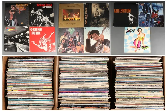 Samling 60-70-80ér Rock, pop i tre små flyttekasser 325 stk. (3)