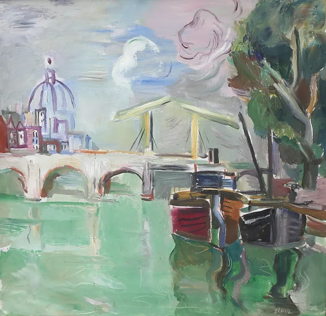 JULES SCHYL. olja på duk, signerad, motiv från Paris, daterad -38.