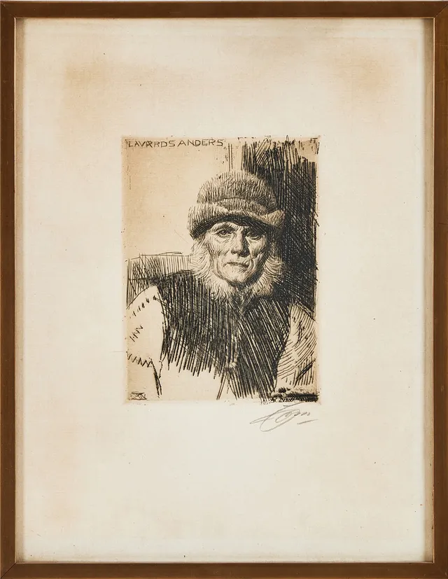 ANDERS ZORN. "Lavards Anders" etsning, signerad Zorn.