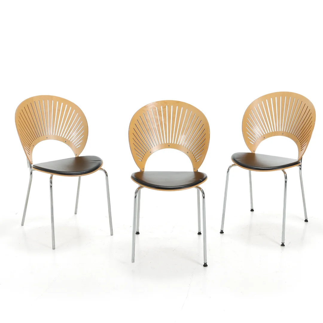 Nanna Ditzel for Fredericia Furniture. 'Trinidad', set of three chairs, model 3398 (3) — Furniture/Chairs — Lauritz