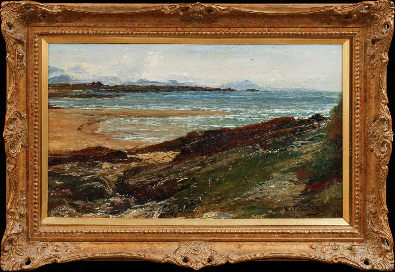 OIDENTIFIERAD KONSTNÄR. Kustlandskap, olja på duk, signerad E Ellis. — Paintings — Göteborgs Auktionsverk