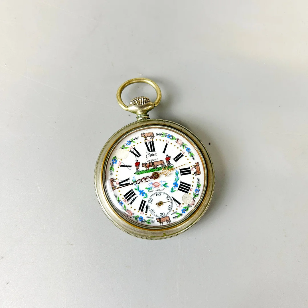 COW DESIGN FACE POCKET WATCH. — Pocket & Stop Watches — Chalkwell Auctions
