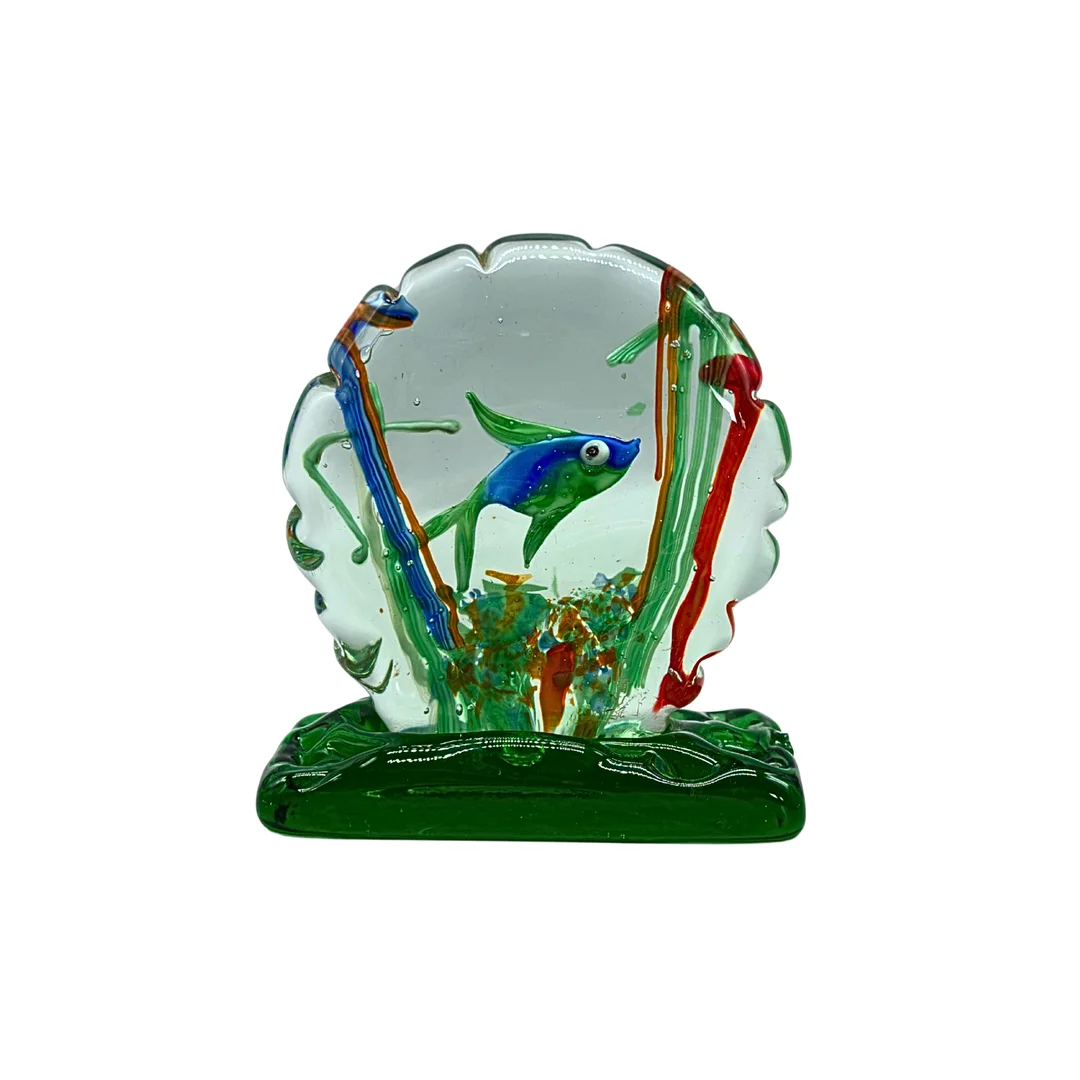 MURANO SKULPTUR MIT DEM MOTIV EINES AQUARIUMS, ITALIEN. — Art glass — Auktionshaus Stuber's Hammerschlag