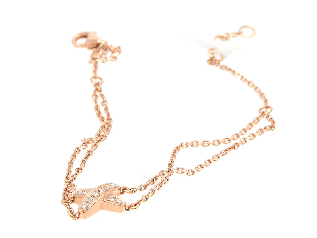 Armband 18K 3g 13/15/16/17cm Ankarlänk i rose med diamanter 10xca0,01ct, Chaumet Jeux de Liens snr 6203583 — Smycken/Armband — Kaplans
