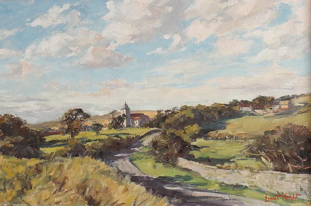 ERNEST KNIGHT (1915-1995). BISHOPSTONE, LANDSCAPE.
