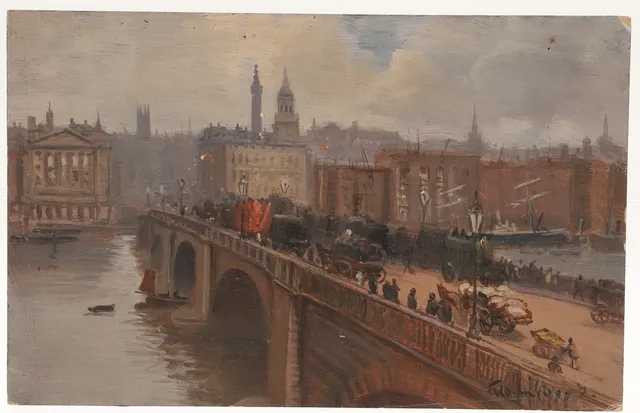 GEORGE HYDE-POWNALL (1866-1939). 'LONDON BRIDGE FROM THE SURREY SIDE'.
